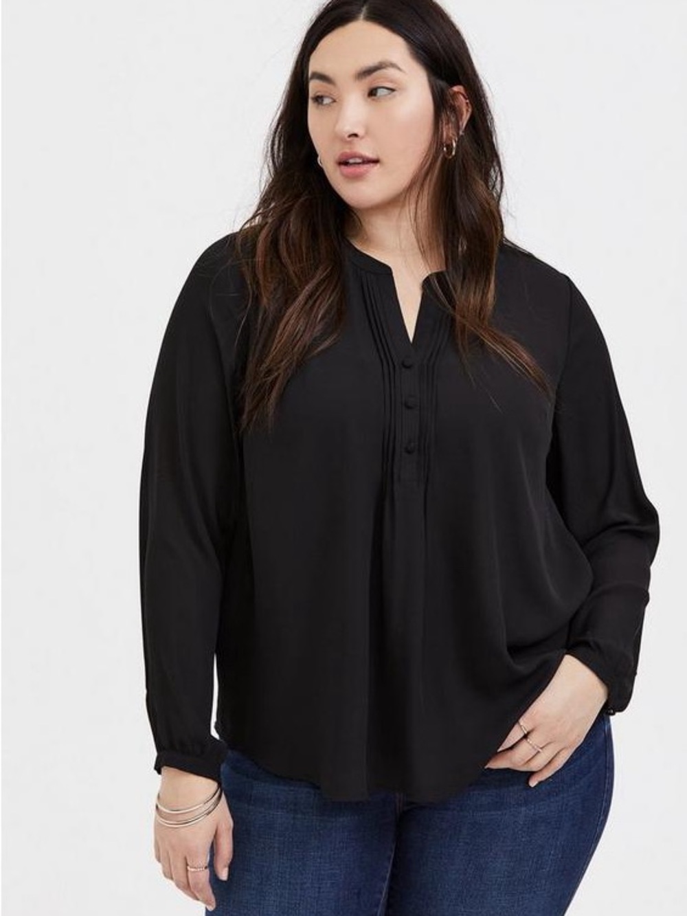 Torrid Georgette Pintuck Button-Front Blouse